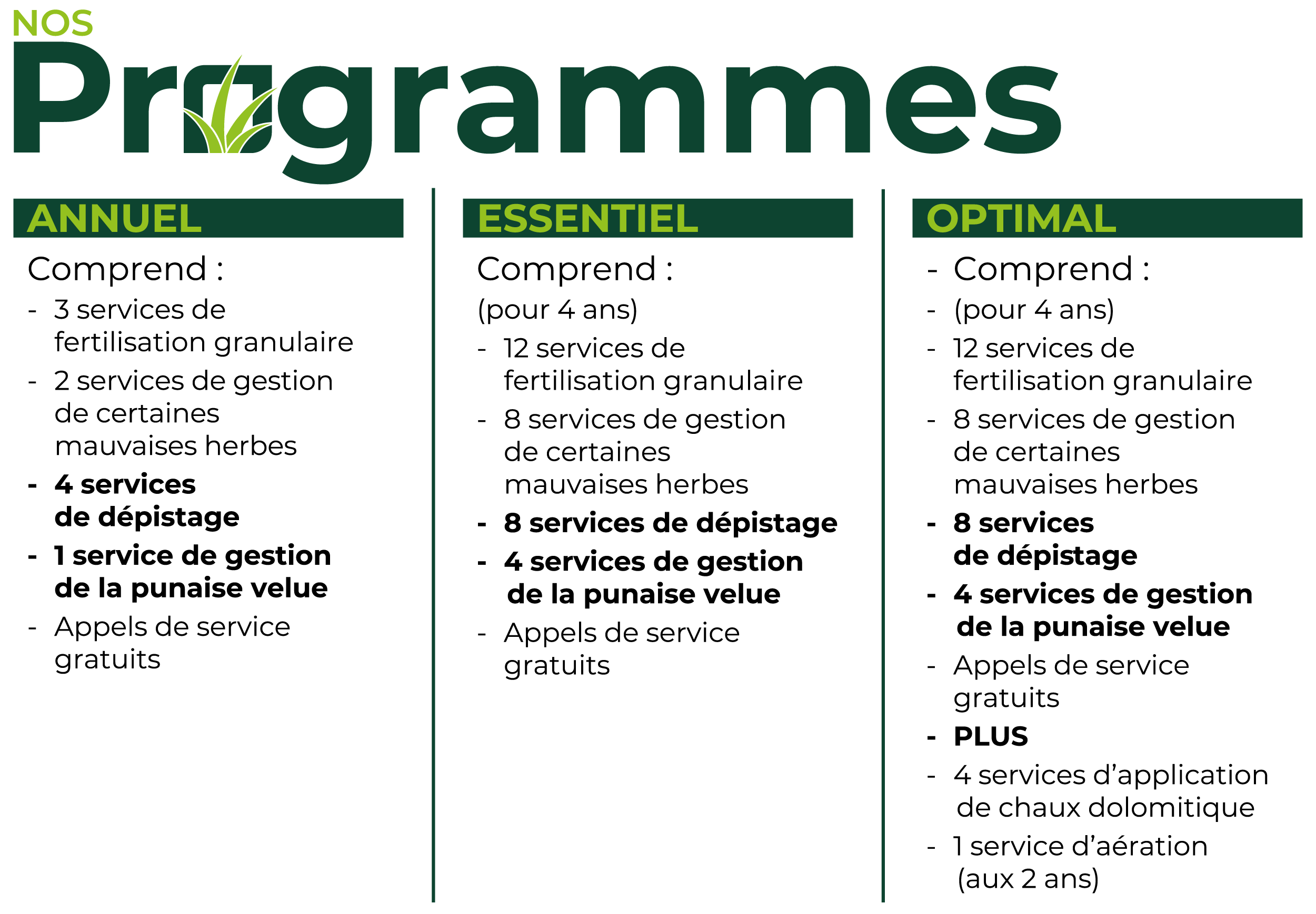 Nos Programmes de traitement de pelouse